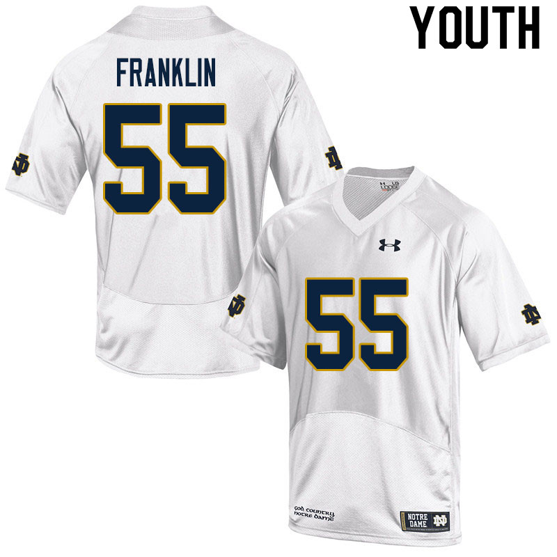 Youth NCAA Notre Dame Fighting Irish #55 Ja'Mion Franklin Stitched College Under Armour Authentic White Football Jersey KC10I54AJ